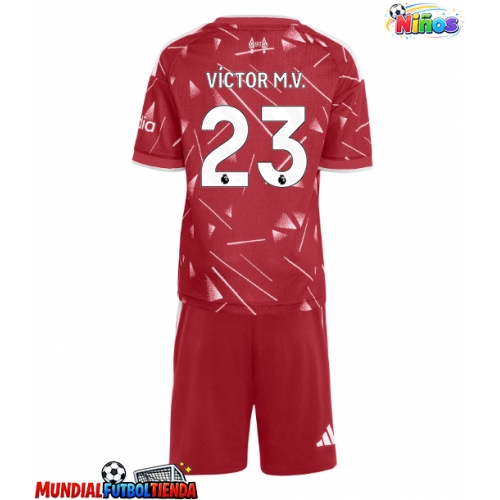 Camiseta Liverpool Victor Munoz #23 Primera Equipación Replica 2026-27 para niños mangas cortas (+ Pantalones cortos)